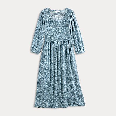 croft and barrow smocked midi dress Women's Croft & Barrow® 3/4 Sleeve Smocked Midi Dress
