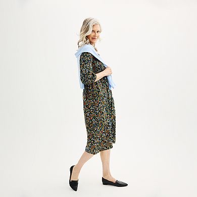 Women's Croft & Barrow® 3/4 Sleeve Smocked Midi Dress