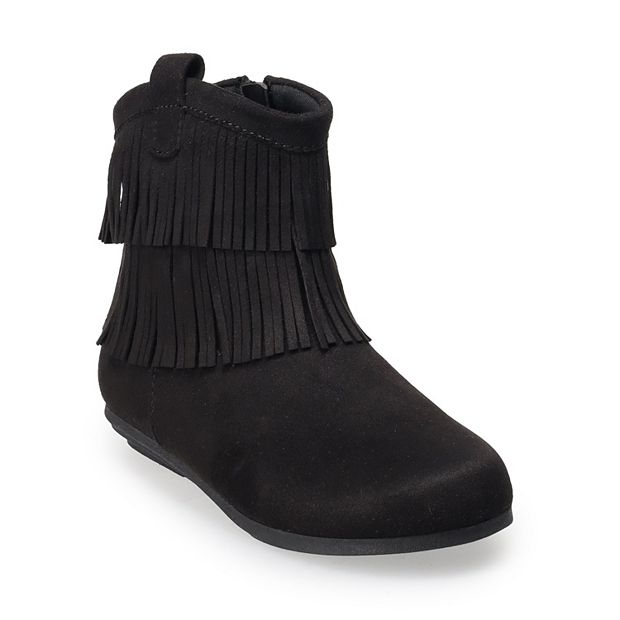 Girls black 2025 fringe boots