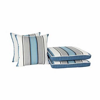 Home Fashions International O'Sundeck Stripe 4 pc Back Pillow & Seat Cushion Set