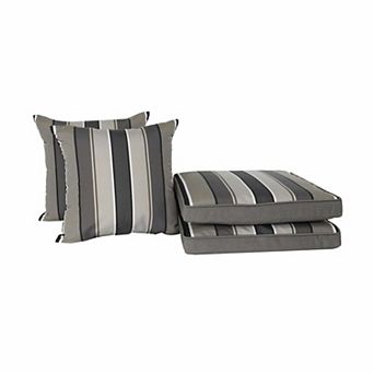 Home Fashions International O'Sundeck Stripe 4 pc Back Pillow & Seat Cushion Set