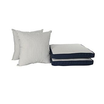 Home Fashions International O'Mini Ticking Stripe 4 pc Back Pillow & Seat Cushion Set
