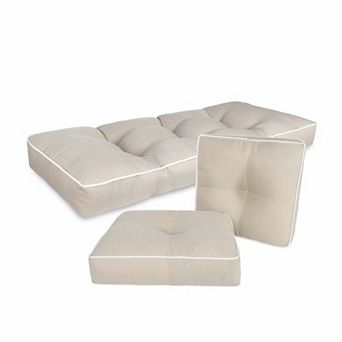 Home Fashions International O'Linen 3 pc Wicker Settee Cushion Set