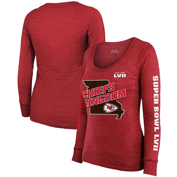 Women's Majestic Threads Red Kansas City Chiefs Three-Time Super