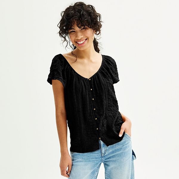 Juniors' Rewind Flutter Sleeve Top