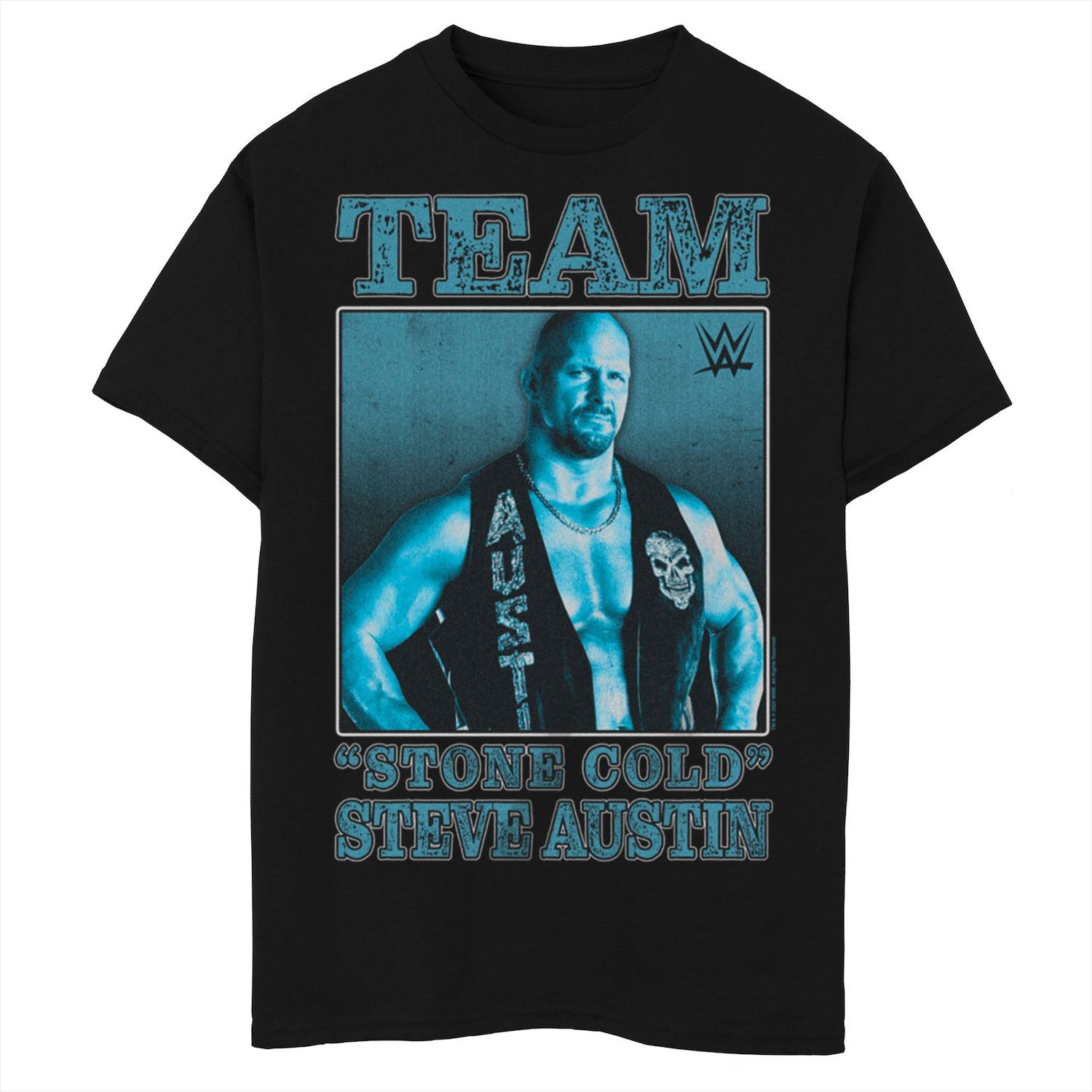 WWE Men's Stone Cold Steve Austin Poster T-Shirt Blue