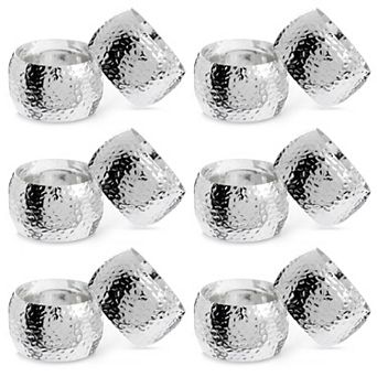 Silver Napkin Rings Set for Wedding Decorations, Christmas (1.8 in 12 Pack)