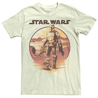 Men's Star Wars The Mandalorian Sunset Grogu And Mando Standing Tee