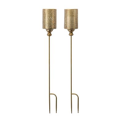 Melrose Metal Candle Holder Garden Stake 2-piece Set