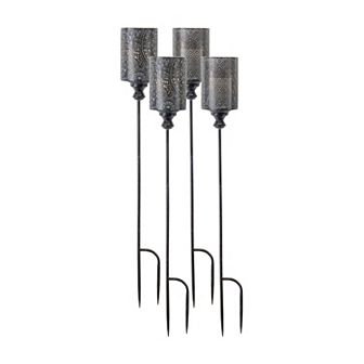 Melrose Metal Candle Holder Garden Stake 4 pc Set