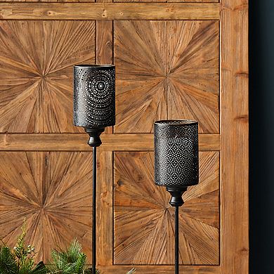 Melrose Metal Candle Holder Garden Stake 4-piece Set