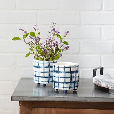 Melrose Tie Dye Footed Planter Table Decor 2-piece Set