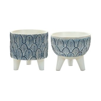 Melrose Geometric Leaf Planter Table Decor 2 pc Set
