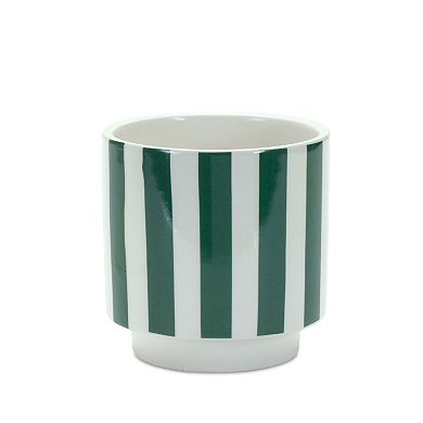 Melrose Green Stripe Planter Table Decor 2-piece Set