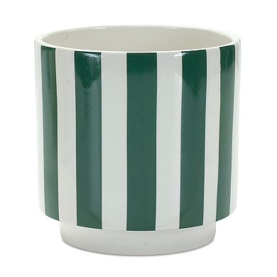 Melrose Green Stripe Planter Table Decor 2-piece Set
