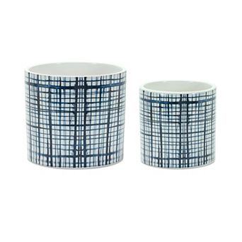 Melrose Crosshatch Plaid Planter Table Decor 2 pc Set