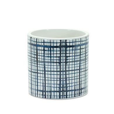 Melrose Crosshatch Plaid Planter Table Decor 2-piece Set