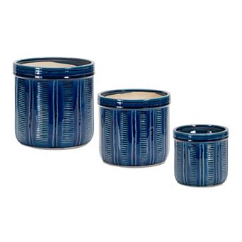 Melrose Blue Etched Planter Table Decor 3 pc Set