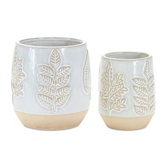 Melrose Leaf Planter Table Decor 2 pc Set
