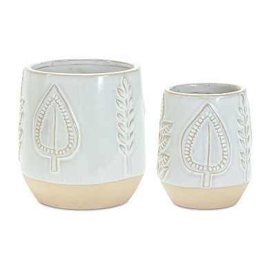 Melrose Leaf Planter Table Decor 2-piece Set