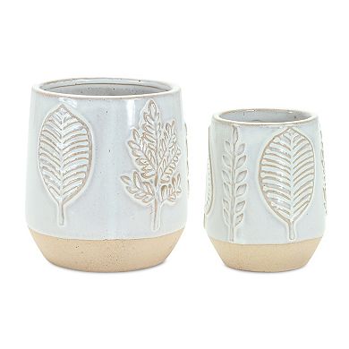 Melrose Leaf Planter Table Decor 2-piece Set