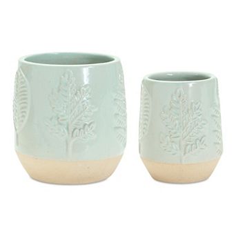 Melrose Leaves Planter Table Decor 2 pc Set