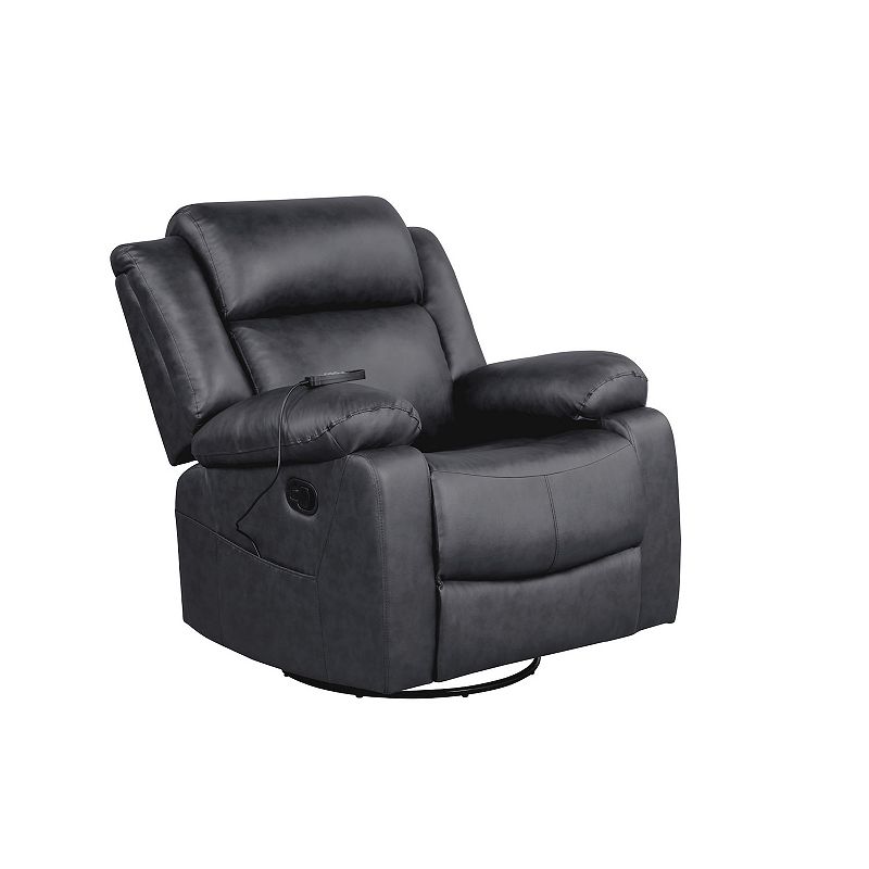 Relax-A-Lounger Morris Massage Swivel Recliner Arm Chair, Black