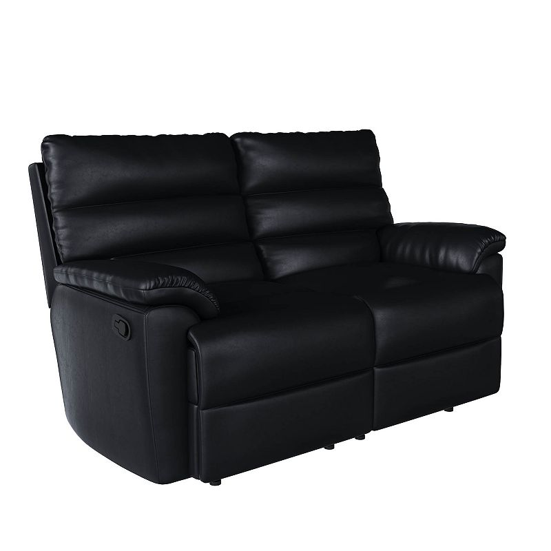 Relax-A-Lounger Boston Reclining Loveseat Couch, Black