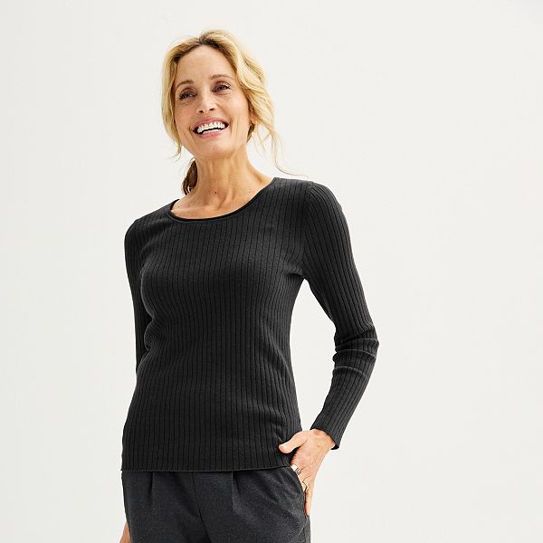 Women's Croft & Barrow® Ribbed Scoopneck Sweater