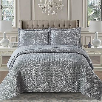Odette Grey Quilt - Bedspread Set