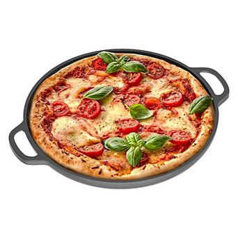 Chef Pomodoro Cast Iron Pizza Pan, 12" Inch Pre-seasoned Skillet, With Handles, Baking Pan