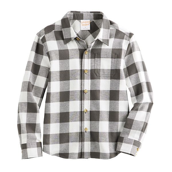 Boys 4-8 Jumping Beans® Long Sleeve Flannel Shirt - Gray Buffalo Check (5)
