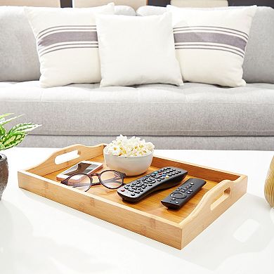 Juvale Wood Serving Tray with Handles, 16 x 11 x 2", Serve Coffee, Tea