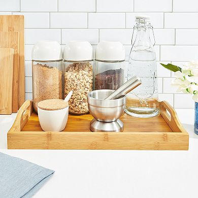 Juvale Wood Serving Tray with Handles, 16 x 11 x 2", Serve Coffee, Tea