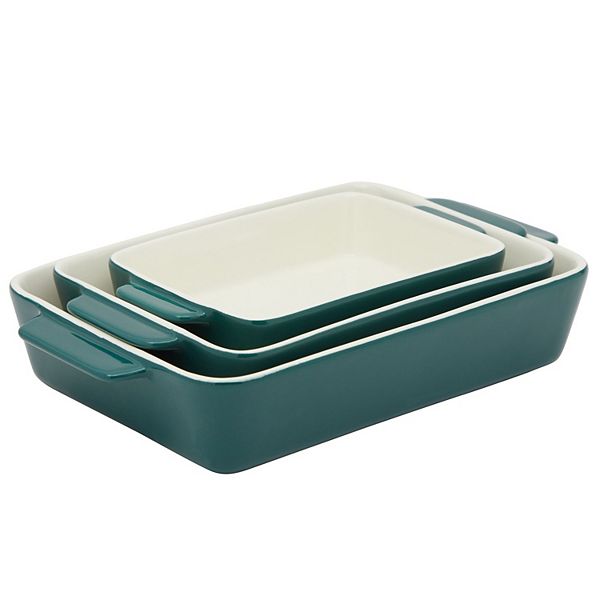 3 Pieces Ceramic Bakeware Set, Porcelain Casserole Dishes for Baking