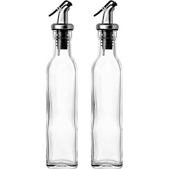 Set of 2 Olive Oil and Vinegar Dispensers Cruet Glass Bottles 250ml By Juvale