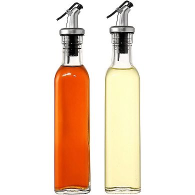 Set of 2 Olive Oil and Vinegar Dispensers Cruet Glass Bottles 250ml By Juvale