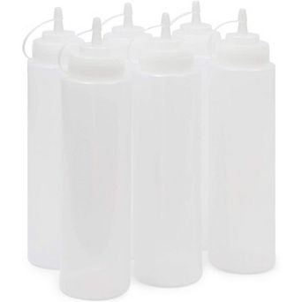 Plastic Condiment Squeeze Bottles (Clear, 29 oz, 6 Pack)