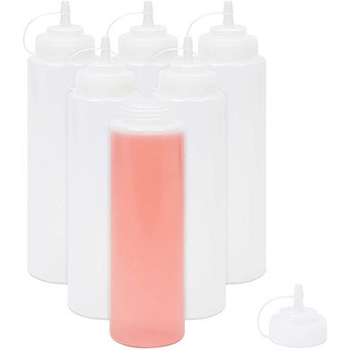 Plastic Condiment Squeeze Bottles (Clear, 29 oz, 6 Pack)