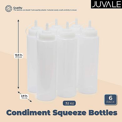 Plastic Condiment Squeeze Bottles (Clear, 29 oz, 6 Pack)