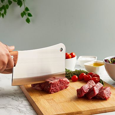 Meat Cleaver Heavy Duty Bone Chopper For Kitchen, Butcher Knife For Chef, 8"