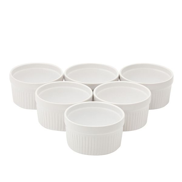 8 oz White Ceramic Ramekins for Baking, Creme Brulee, Souffle (6 Pack)