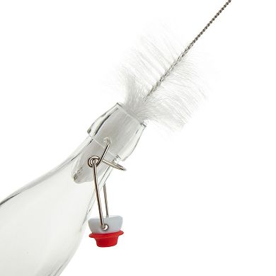 6 Pack 16 Oz Glass Bottles With Swing Top Lids, Brush, And Funnel (square Base)