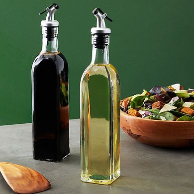 2-Pack Olive Oil and Vinegar Dispenser Set for Kitchen, Restaurant, 17oz/500ml