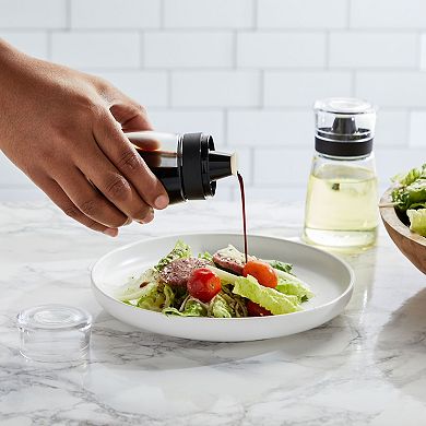 2 Piece Small Oil And Vinegar Dispensers, 5.5 Oz Glass Bottles W/ No Drip Tops
