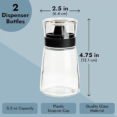 2 Piece Small Oil And Vinegar Dispensers, 5.5 Oz Glass Bottles W/ No Drip Tops