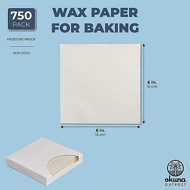 750-Pack Wax Paper Sheets for Food Service, Restaurants (6 x 6 Inches)