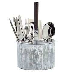 Utensil Caddy White With Grey Metal Legs