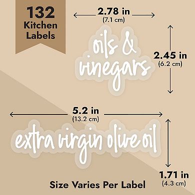 Talented Kitchen 132 White Script Oil and Vinegar Labels for Bottles
