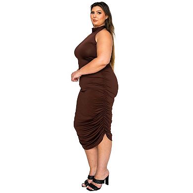 Plus Size Izzy Side Ruched Halter Neck Dress